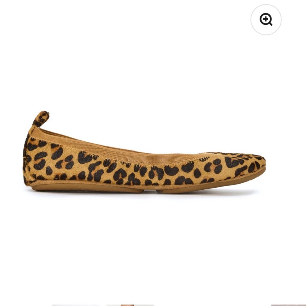 YOSI SAMRA Samantha Foldable Ballet Flat Leopard Calf Hair Size 8